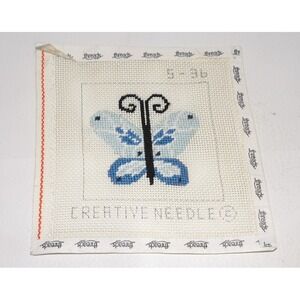 Creative Needle Needlepoint Canvas Blue Butterfly S-36 Vintage Design